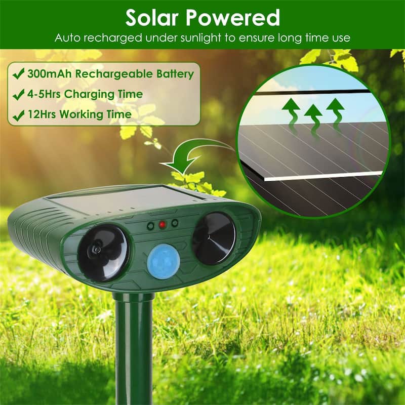 Solar-Powered Ultrasonic Animal Repeller with PIR Motion Sensor
