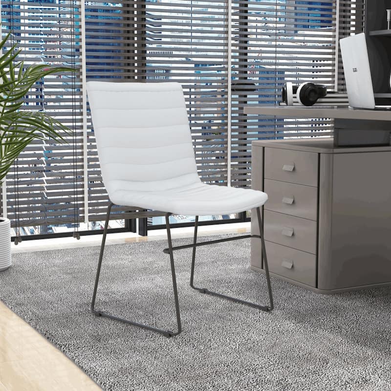 Zylar Modern Leather Guest Chair with Lumbar Support, Stainless Steel Base, High-Density Foam, Floor Protectors, 300 lb Capacity