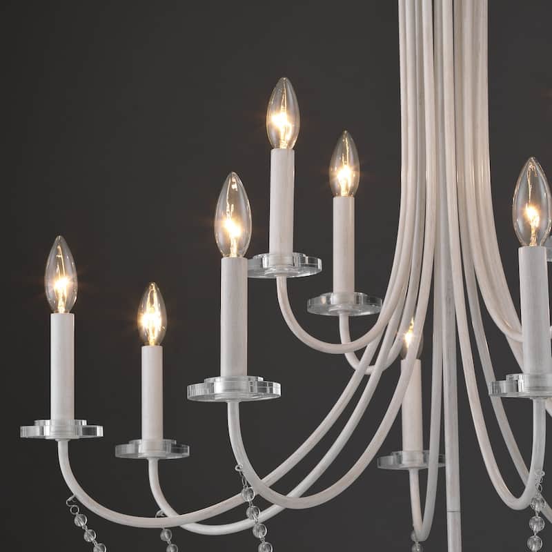 Acroma 12-light 33.5 In Modern White French Country Candle Chandelier - 33.5"D*127.5"H
