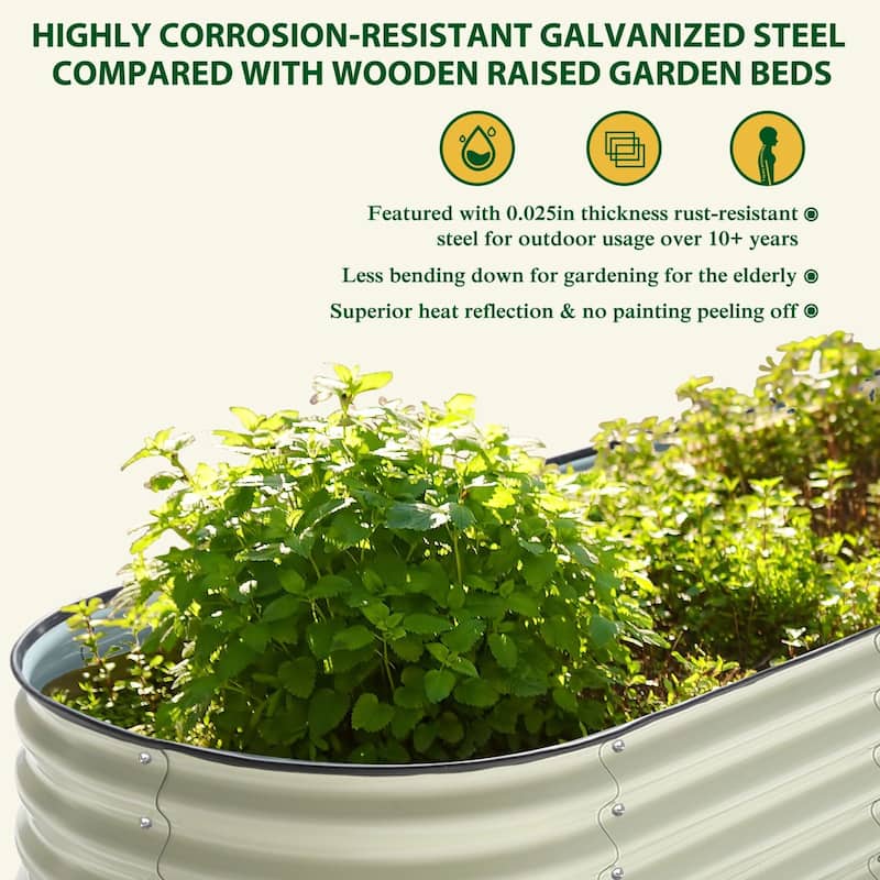 VEIKOUS 9-in-1 Modular Galvanized Metal Raised Garden Bed Kit for Outdoor Planters
