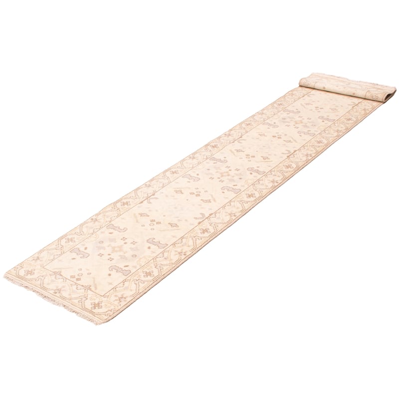 ECARPETGALLERY Hand-knotted Royal Oushak Light Khaki Wool Rug - 2'7 x 13'7