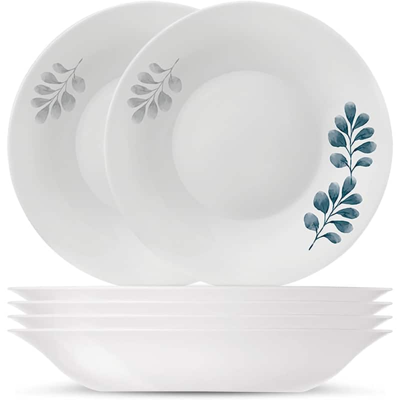 Bormioli Rocco Set of 6 White Moon Botanica Blue Plates