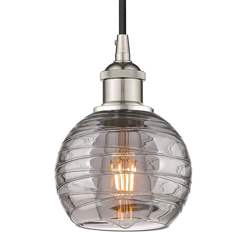 Innovations Lighting 616-1P 8 6 Athens Deco Swirl Pendant Athens Deco - Polished Nickel / Light Smoke Deco Swirl