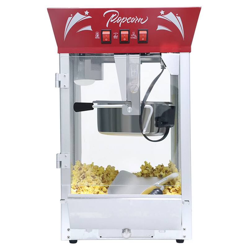 12oz Commercial Popcorn Maker w/Stainless Kettle, Glass & Warming Deck