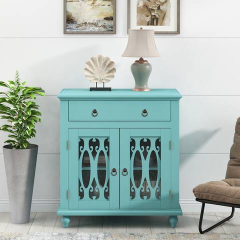 Nestfair Wood Accent Buffet Sideboard Storage Cabinet Console Table with Doors and Adjustable Shelf