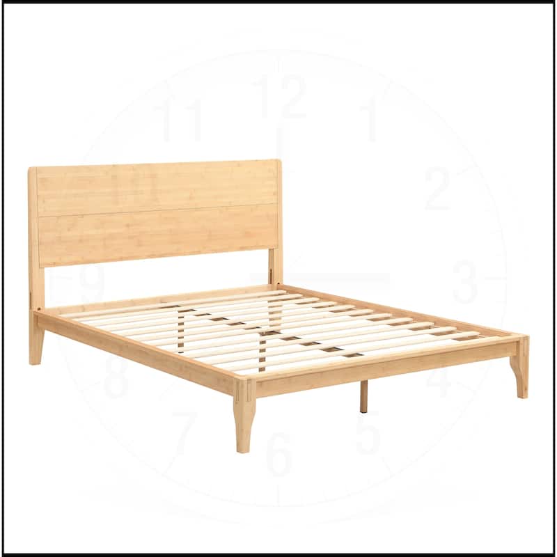 12 Inch Bamboo Wood Platform Bed with Wood Slat Metal Support