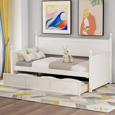 Twin Size Daybed with 3 Storage Drawers, Wooden Frame, Ideal for Kids & Guest Rooms