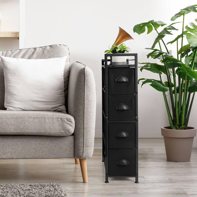 4 Drawers Narrow Dresser, Fabric Storage Cabinet, Vertical Standing Storage Chest - 4-drawer