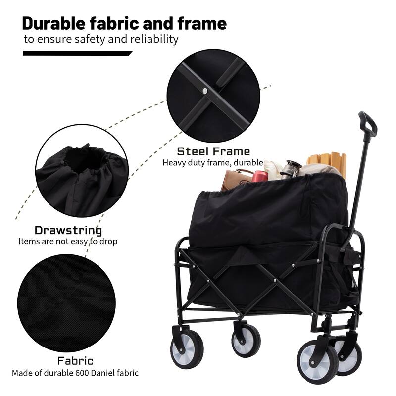 Multi-Use Foldable Wagon with 3 Liner Bags - Heavy Duty Utility Cart