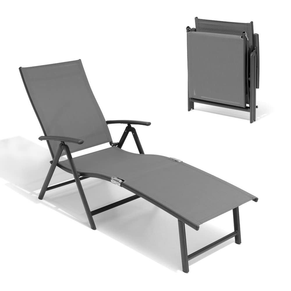 Outdoor Adjustable Aluminum Patio Folding Chaise Lounge Chair