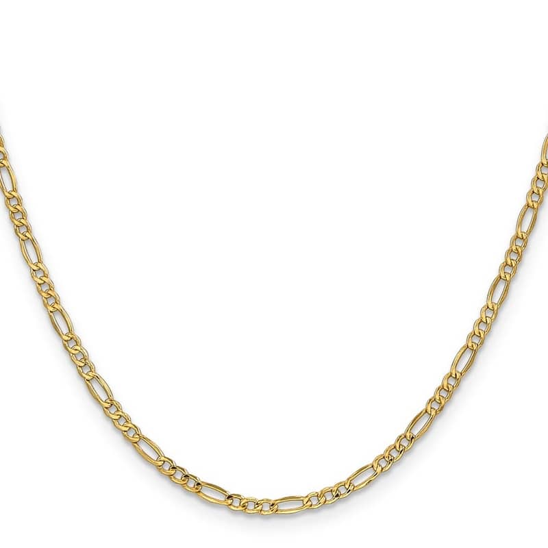 Curata 14k 2.5mm Semi-solid Figaro Chain Bracelet - 9 Inch