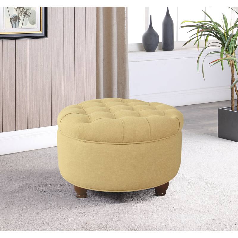Copper Grove Lamentin Tufted Round Storage Ottoman