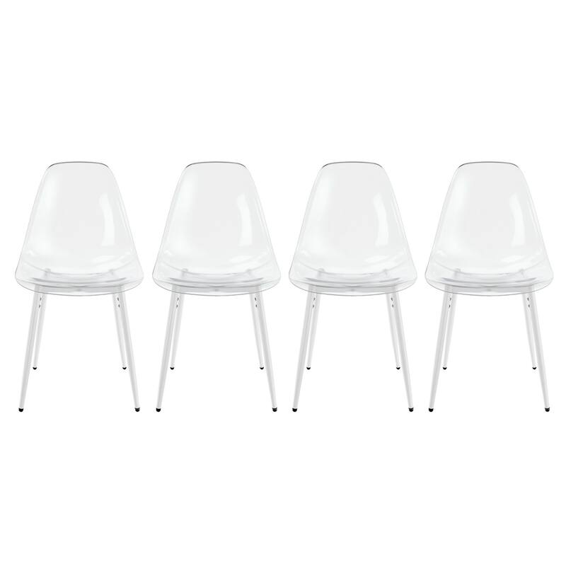 19.68" Modern Acrylic Dining Chair with Metal Legs, Set of 4