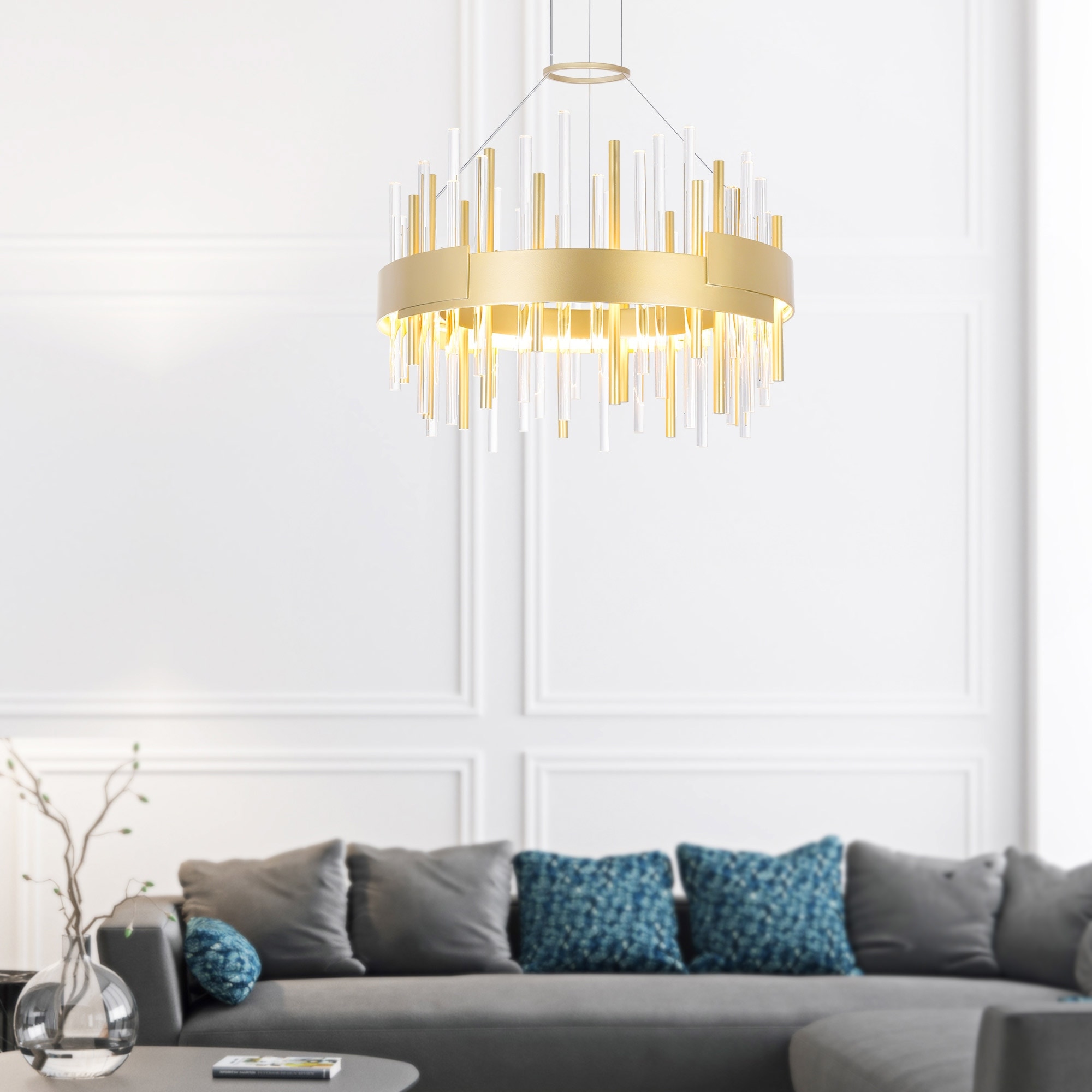 CWI Lighting Millipede Integrated LED 20in Satin Gold Chandelier - Satin Gold