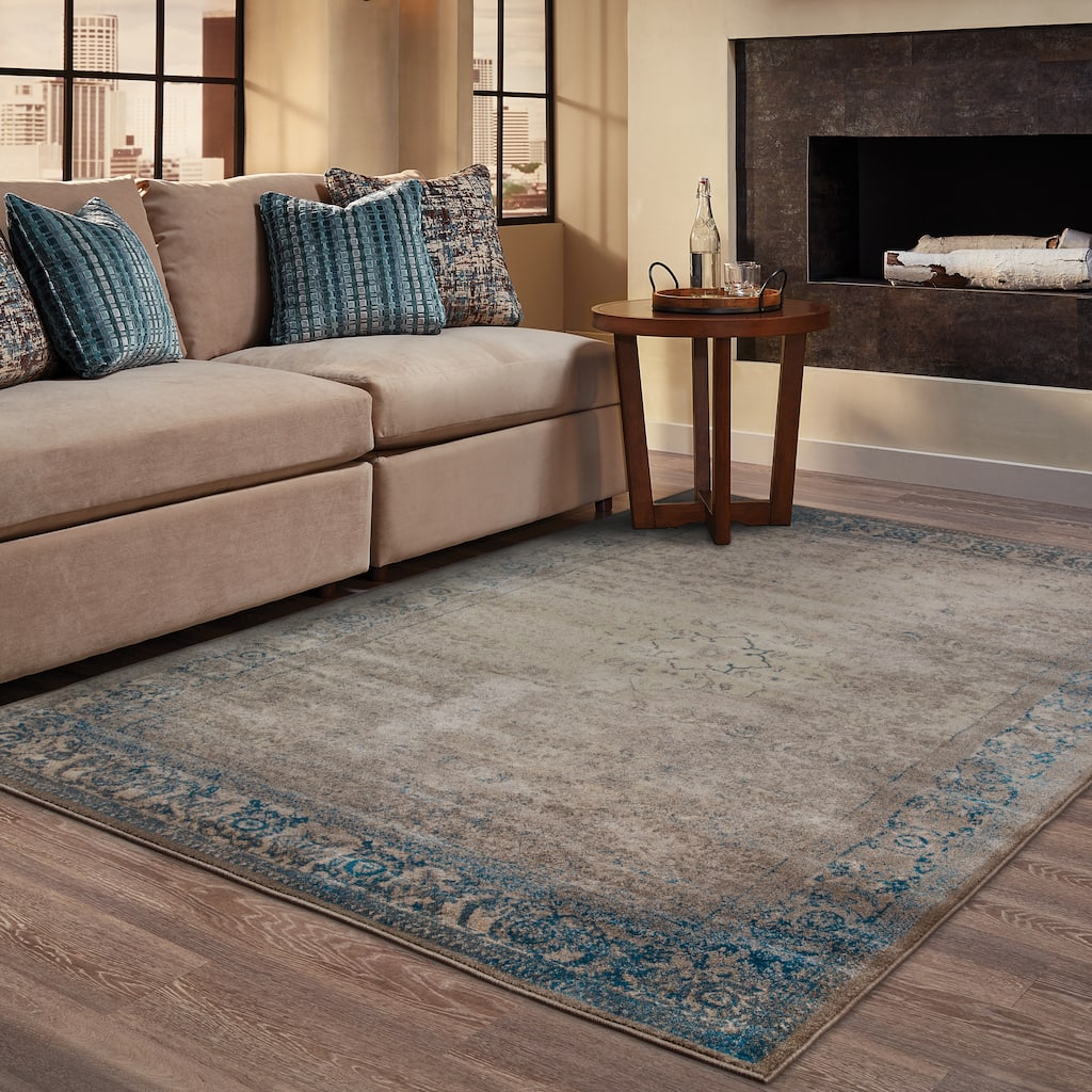 Vista Home Melin Faded Traditional Blue/ Beige Rug