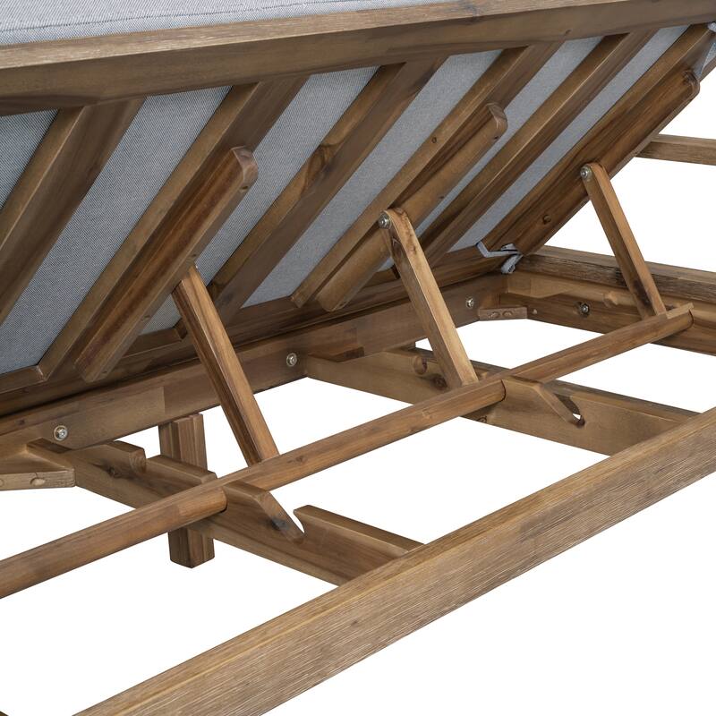 Farmhouse Acacia Wood Sunbed with Adjustable Backrest