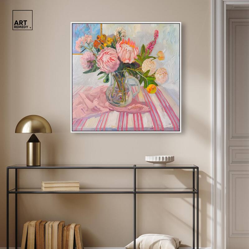 Pink Protea Pitcher Canvas by Art Remedy
