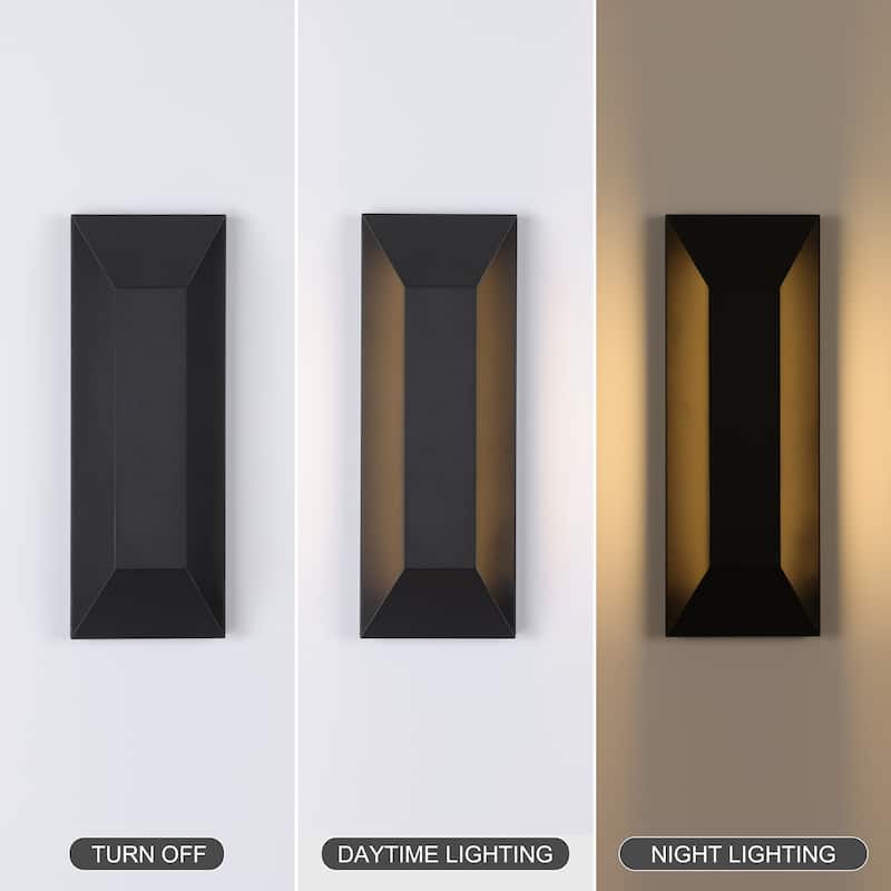 Black Outdoor LED Wall Lantern Sconce with Frosted Glass