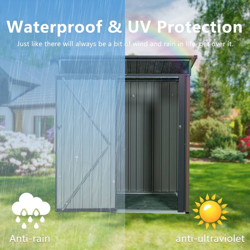 Outdoor Storage Sheds, 5ftx3ft Outdoor Storage Cabinet, Waterproof Garden Shed with Door & Lock, Small shed, Lean to