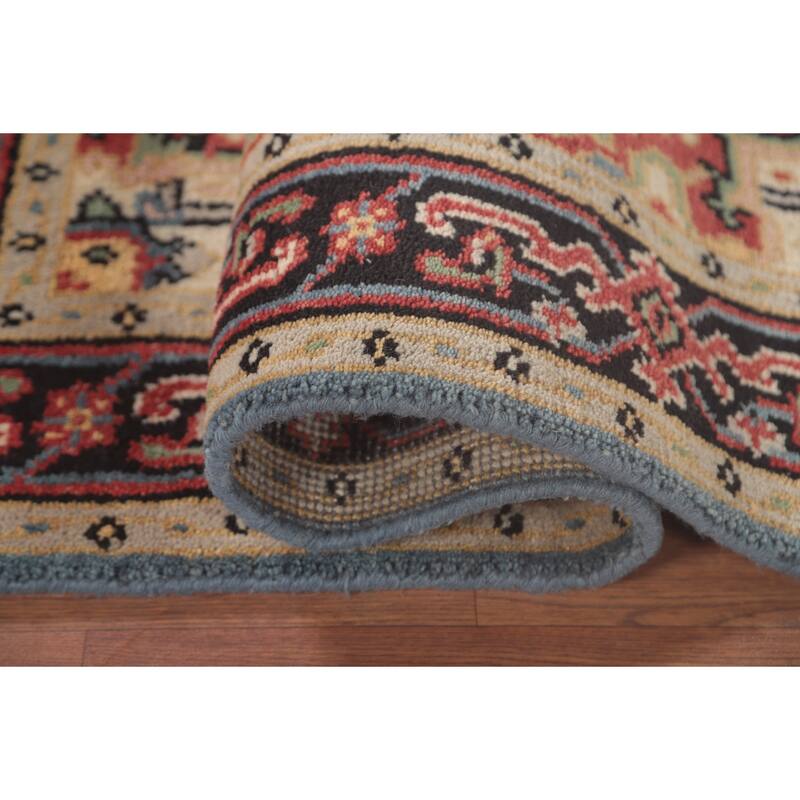 Light Blue Traditional Heriz-Serapi Foyer Rug Hand-Knotted Wool Carpet - 3'1"x 5'0"