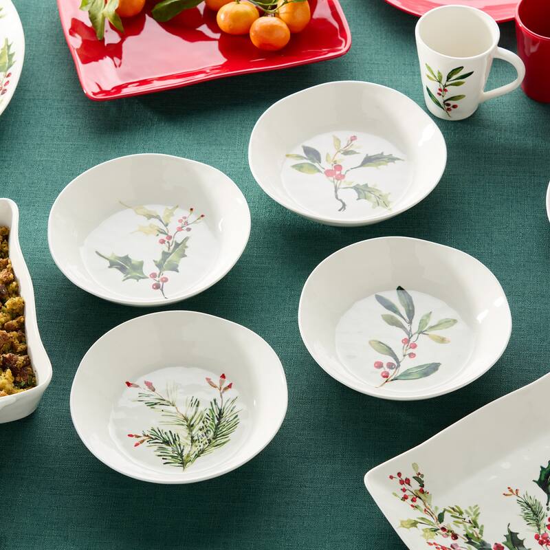 Certifed International Holly And Vines Set of 4 Dinner Bowls 9.5" x 2" - 9.5 L x 9.5 W x 2 H
