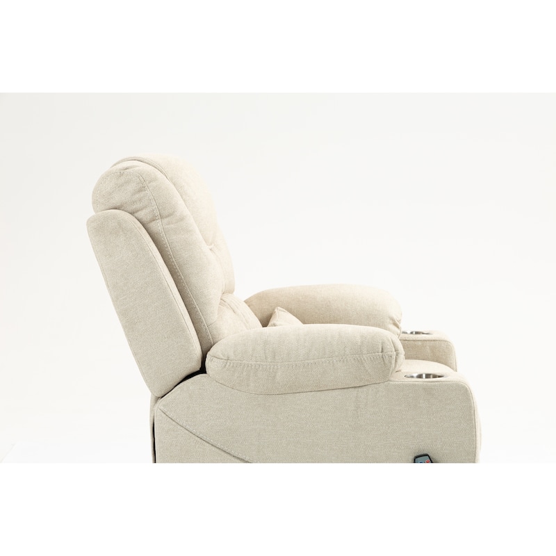 Velvet Oversized Power Lift Recliner Chair with Dual OKIN Motors, 180° Flat Lay, Cup Holders, and 400 lbs Capacity