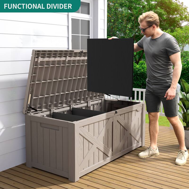 120 Gallons Water Resistant Resin Lockable Deck Box