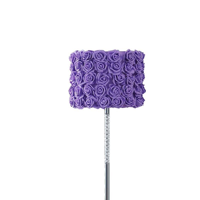 Finn 63 Inch Glamorous Floor Lamp, Rose Accent Shade, 100W, Purple, Silver