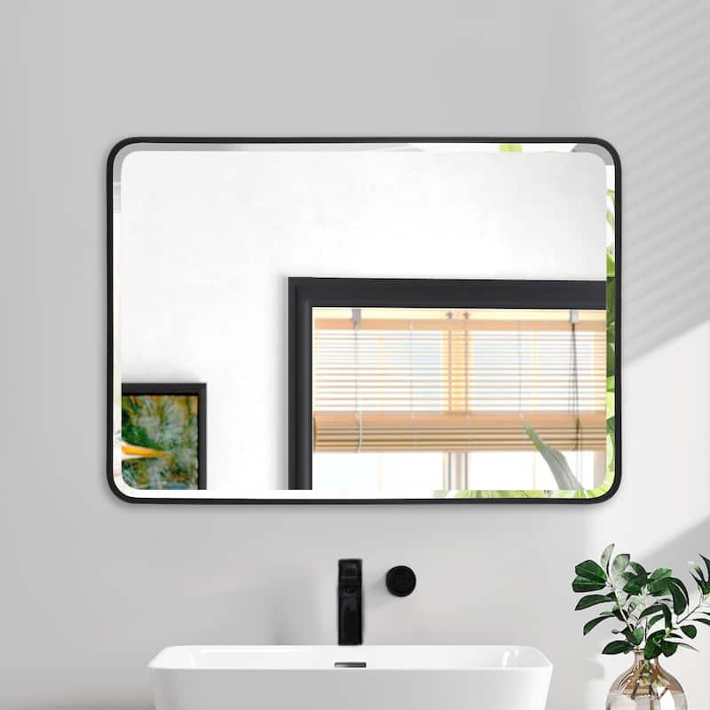 Aluminum Frame Beveled Glass Bathroom Wall Mirror with Round Corner