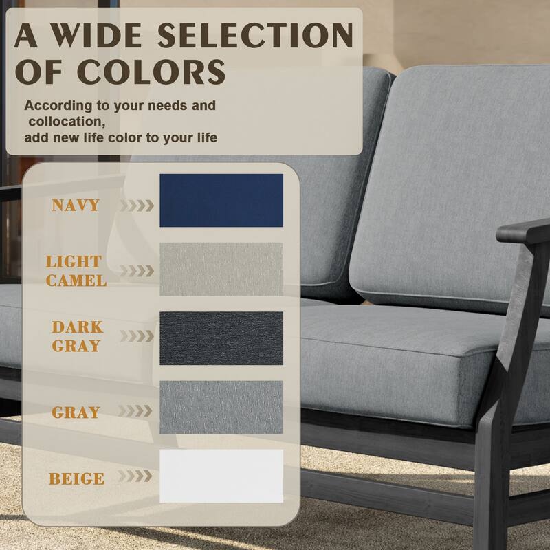 Outdoor Teak Wood Loveseat Sofa with Water-Resistant Cushions