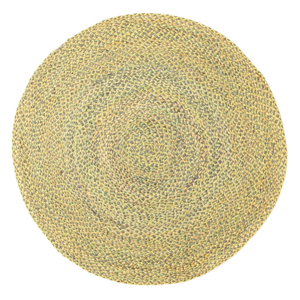 ECARPETGALLERY Braided Weave Palas Denizli Green Jute Rug - 3'3 x 3'3