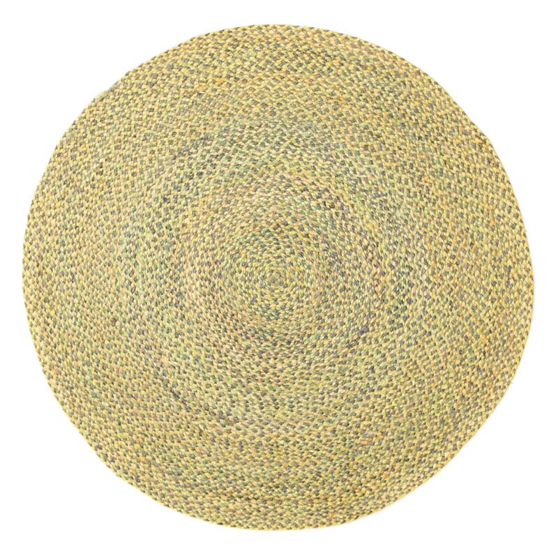 ECARPETGALLERY Braided Weave Palas Denizli Green Jute Rug - 3'3 x 3'3