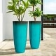 preview thumbnail 30 of 47, Glitzhome 30"H Set of 2 Oversized Gradient Cobalt Blue/Turquoise/Red Tall Plastic Planter Gradient Turquoise