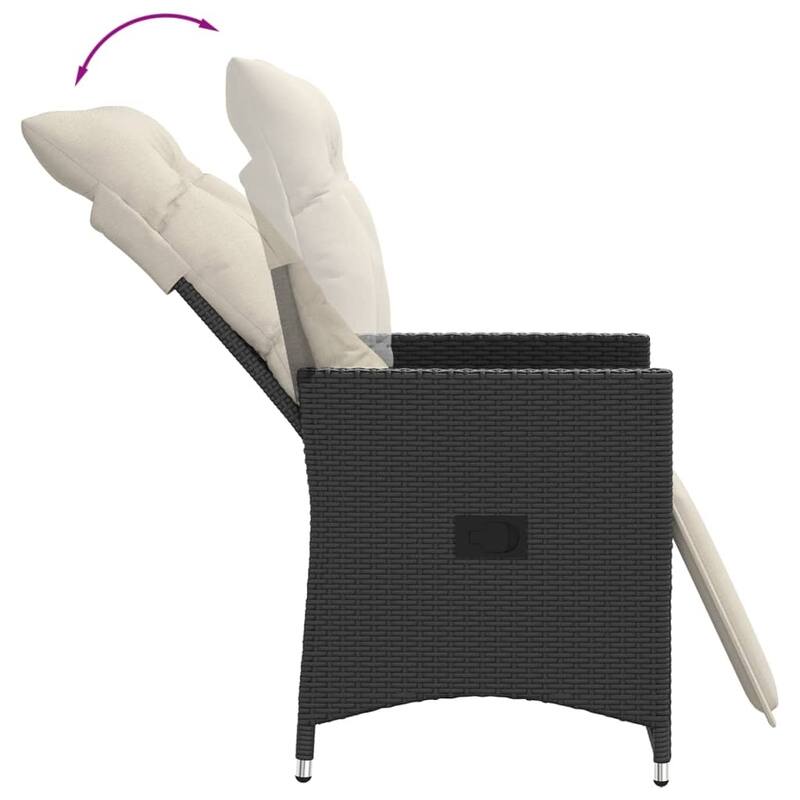 vidaXL Reclining Patio Chairs with Cushions Armchair Outdoor Seating Poly Rattan - 23.2 x 22.0 x 36.2