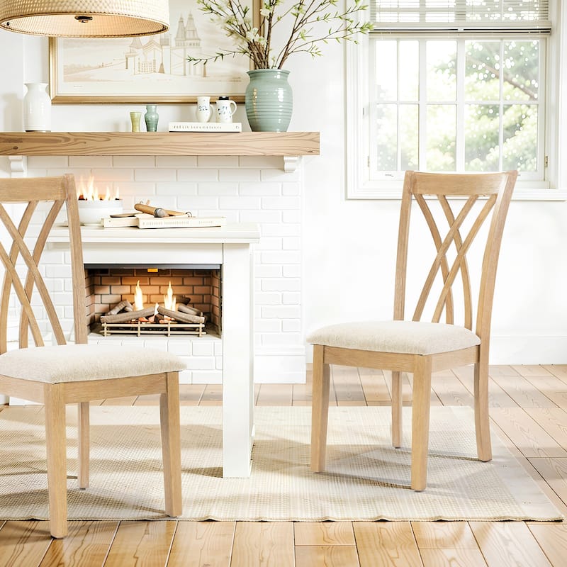 Dining Chairs Set of 2, Rubberwood Legs with Adjustable Glides, 23"H Chairs, KD Packing, Weight 250 lbs, Easy Clean