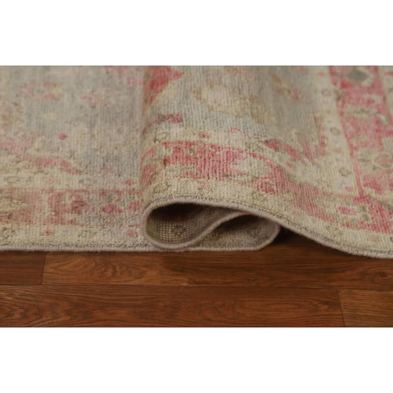 Muted Geometric Oushak Turkish Oriental Rug Hand-knotted Wool Carpet - 2'10" x 3'11"