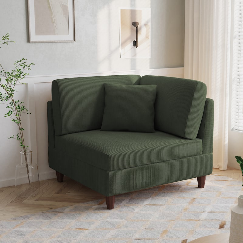 Corduroy Accent Chair with Ottoman Modular Couch Sectional Sofa