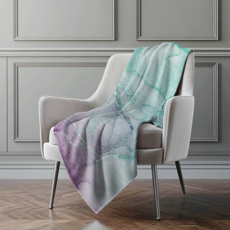 Premium Machine Washable Abstract Modern Sherpa Throw Blanket - Aloe - 4'2" x 5'10"