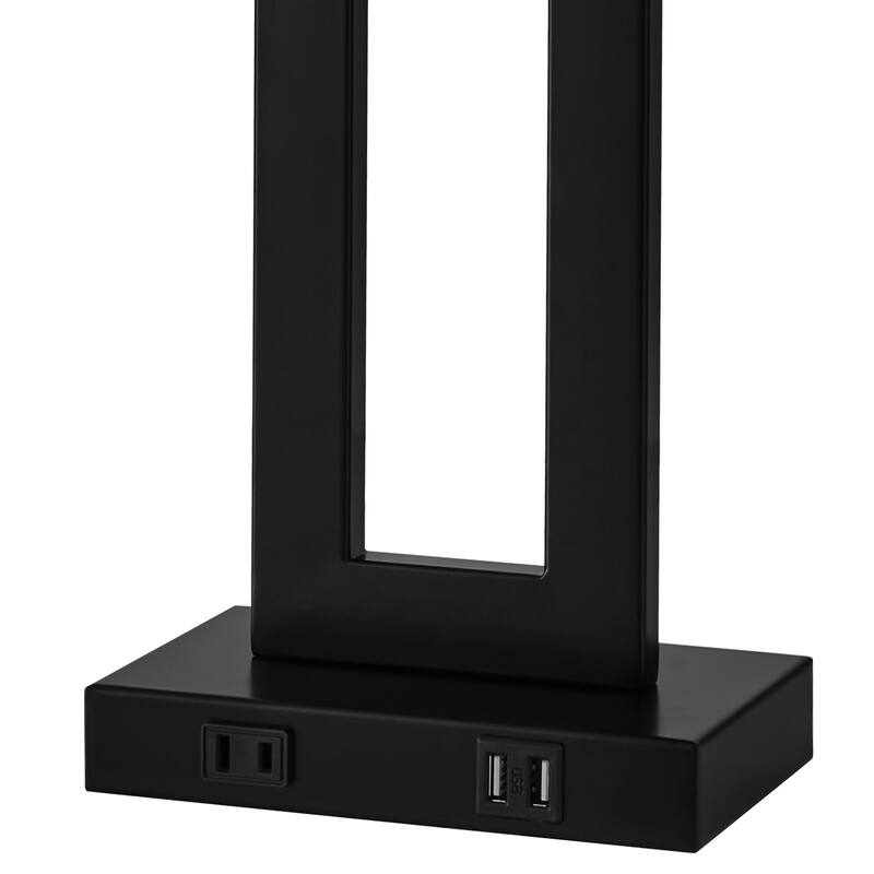22" Gray USB Table Lamp Set With Touch Control