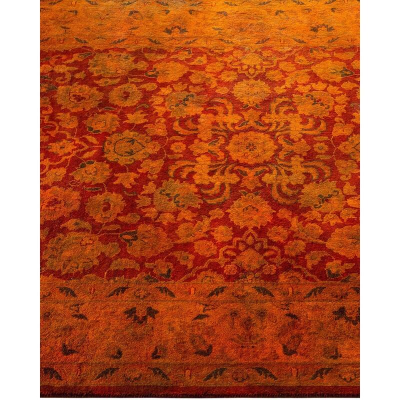 Overton Hand Knotted Wool Vintage Inspired Modern Contemporary Overdyed Orange Area Rug - 3' 3" x 5' 4"