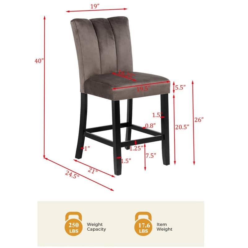 Best Master Furniture Hestor Velvet Counter Height Stool (Set of 2) - N/A