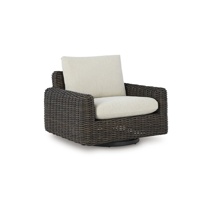 Signature Design by Ashley Kimora Brown/Beige Brown Outdoor Swivel Lounge Chair - 40" W x 39" D x 36.88" H