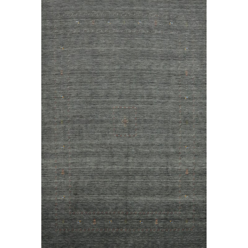 Hand Knotted Oriental 100% Wool Carpet Tribal Animal Pictorial Greys & Charcoal Gabbeh Area Rug - 11' 9'' X 9' 0''