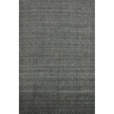 Hand Knotted Oriental 100% Wool Carpet Tribal Animal Pictorial Greys & Charcoal Gabbeh Area Rug - 11' 9'' X 9' 0''