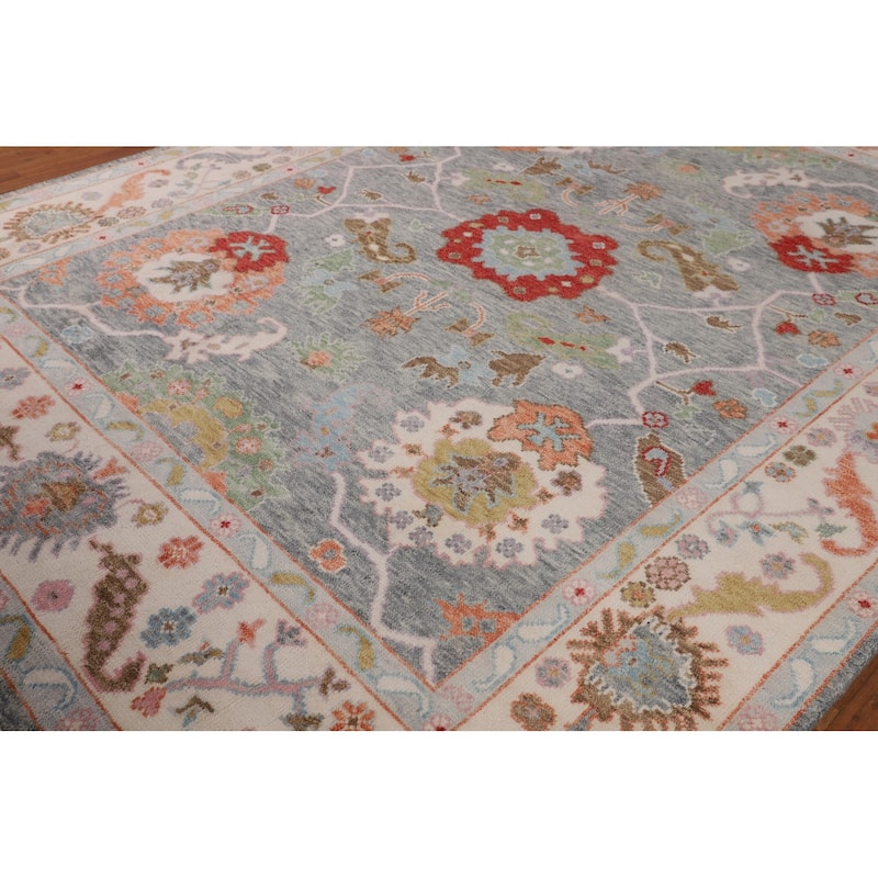Floral Oushak Indian Area Rug Handmade Wool Carpet - 7'11" X 10'0"