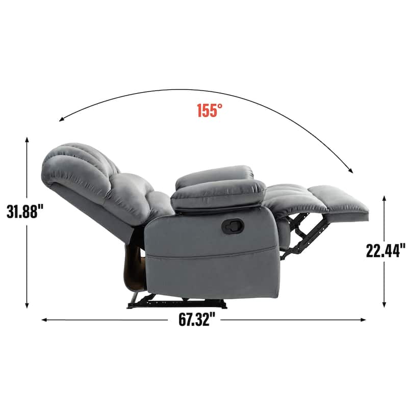 Brown Oversized Manual Recliner with 155° Recline, Easy Assembly, and Spacious Design for Living Room