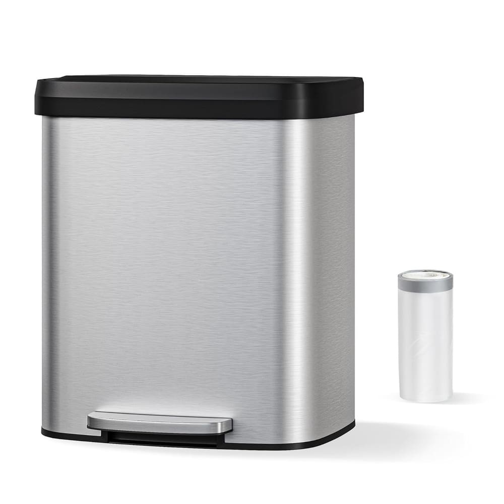 13 Gallon/50 Liter Metal Large Trash Can with Lid, Suitable for Kitchen, Office, Bedroom Trash Can