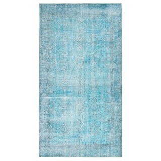 ECARPETGALLERY Hand-knotted Color Transition Dark Baby Blue Wool Rug ...