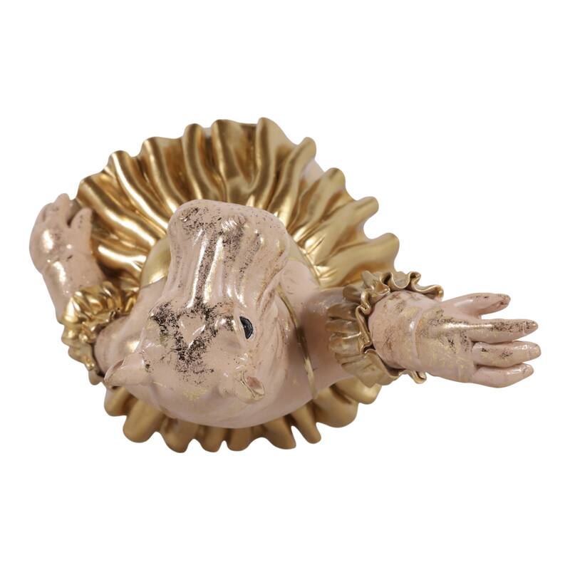 Decorative Ballerina Resin Hippo Figurine with Base - 16", Gold & Gray - 15.75"