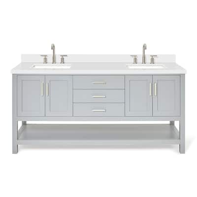 Ariel S073DWQRVO Magnolia 72" Free Standing Double Basin Vanity Set